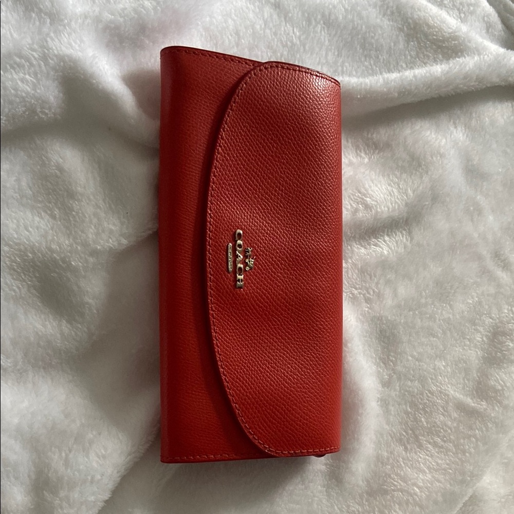 Coach Red Leather Wallet with Sleek Design